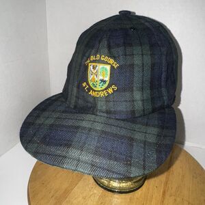 Vintage 80s St Andrews Old Course Golf Hat Plaid Snapback Made in England
